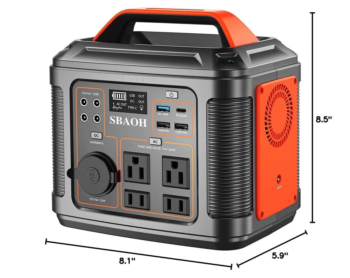 Portable Power Station, 300W 296Wh Solar Generator Quick Charge / 110V AC Outlets/DC Ports and LED Flashlight, Lithium Battery Backup for Home Outdoor Travel Camping Blackout