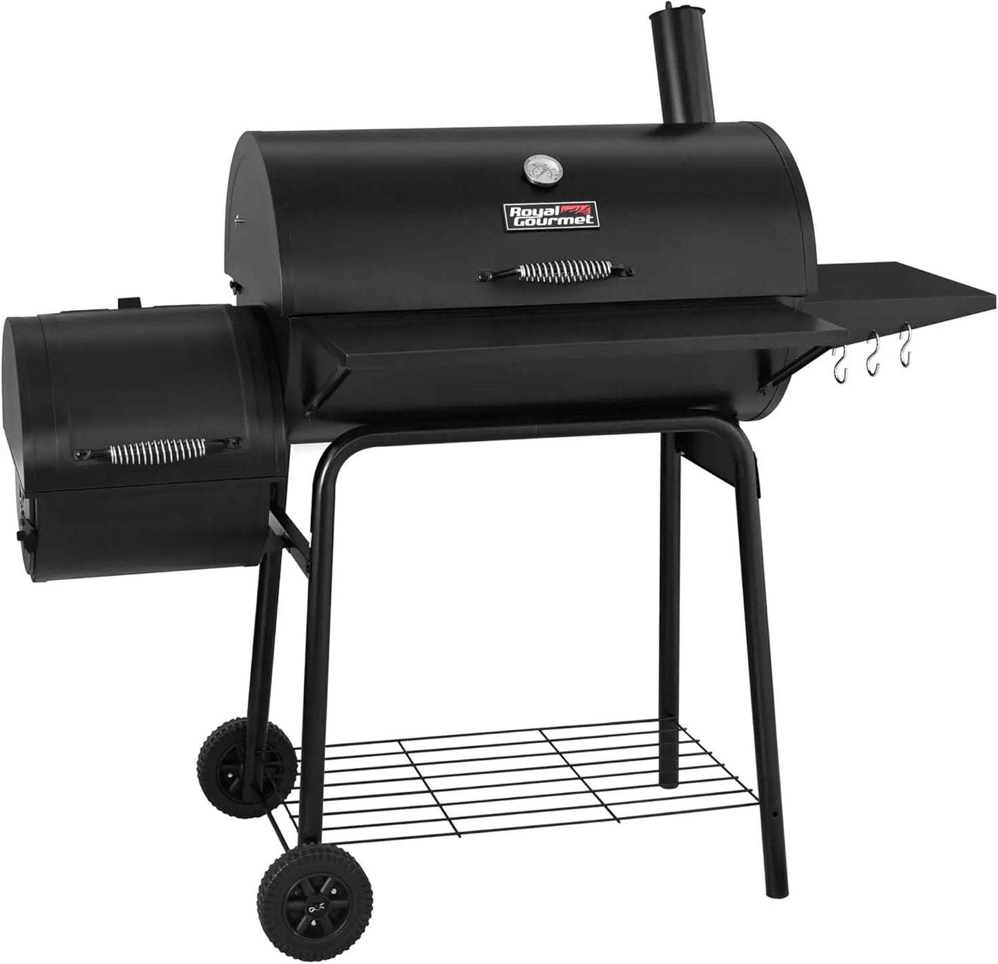CC1830S 30" BBQ Charcoal Grill and Offset Smoker | 811 Square Inch cooking surface, Outdoor for Camping | Black