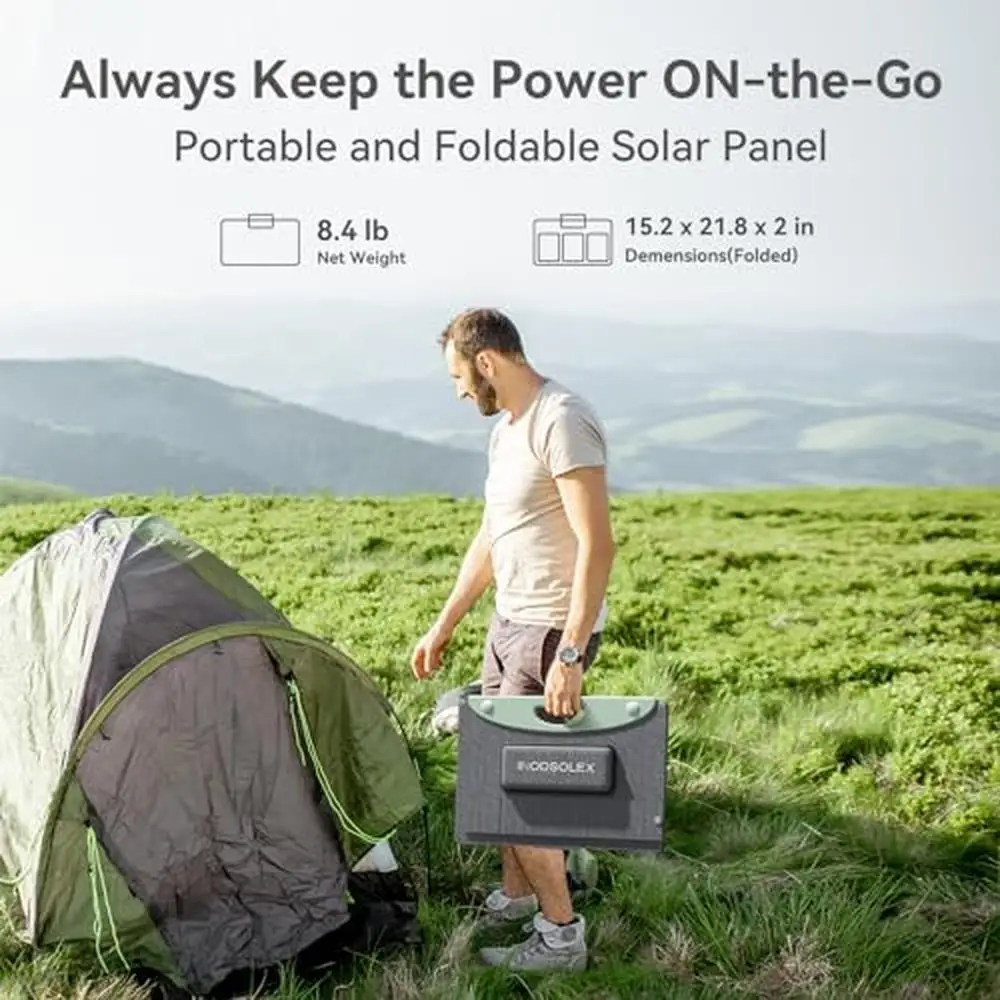 100W Portable Solar Panel Foldable IP68 Dustproof Design with Sun Angle Guide Outdoor Camping and Fishing NODSOLEX NS100W with