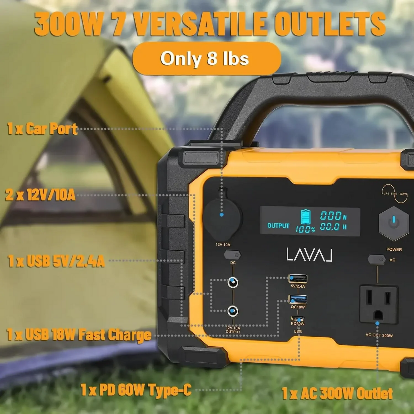 Solar Generator 300W Portable Power Station with 100W Foldable Solar Panel,RV, Outdoor, Camping and Emergencies Use