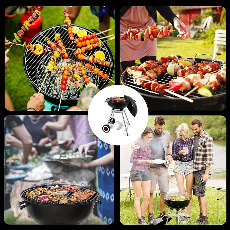 18 Inch Large Portable Charcoal Grill - Heavy-Duty Round BBQ with Thickened Grilling Bowl, Wheels, and Coal Kettle