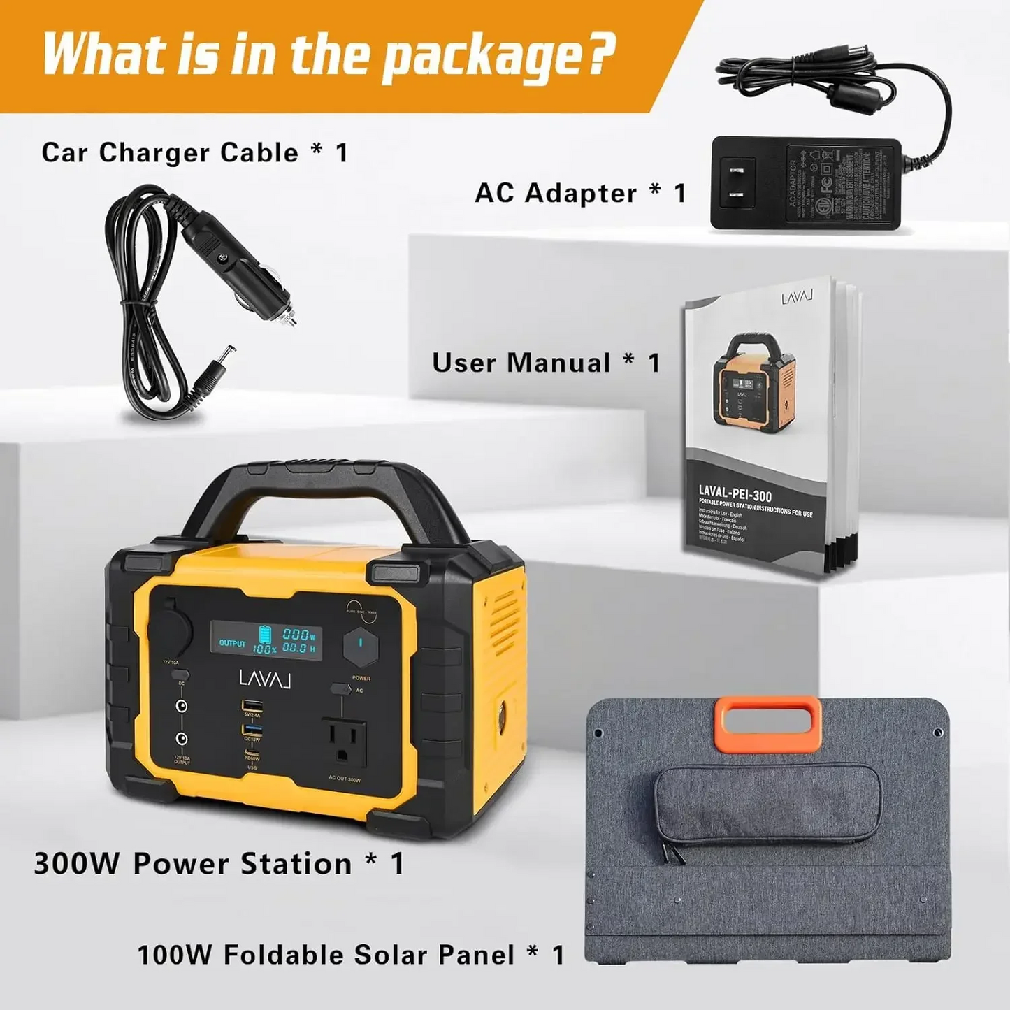 Solar Generator 300W Portable Power Station with 100W Foldable Solar Panel,RV, Outdoor, Camping and Emergencies Use