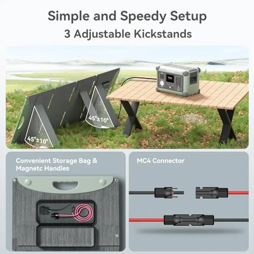 100W Portable Solar Panel Foldable IP68 Dustproof Design with Sun Angle Guide Outdoor Camping and Fishing NODSOLEX NS100W with