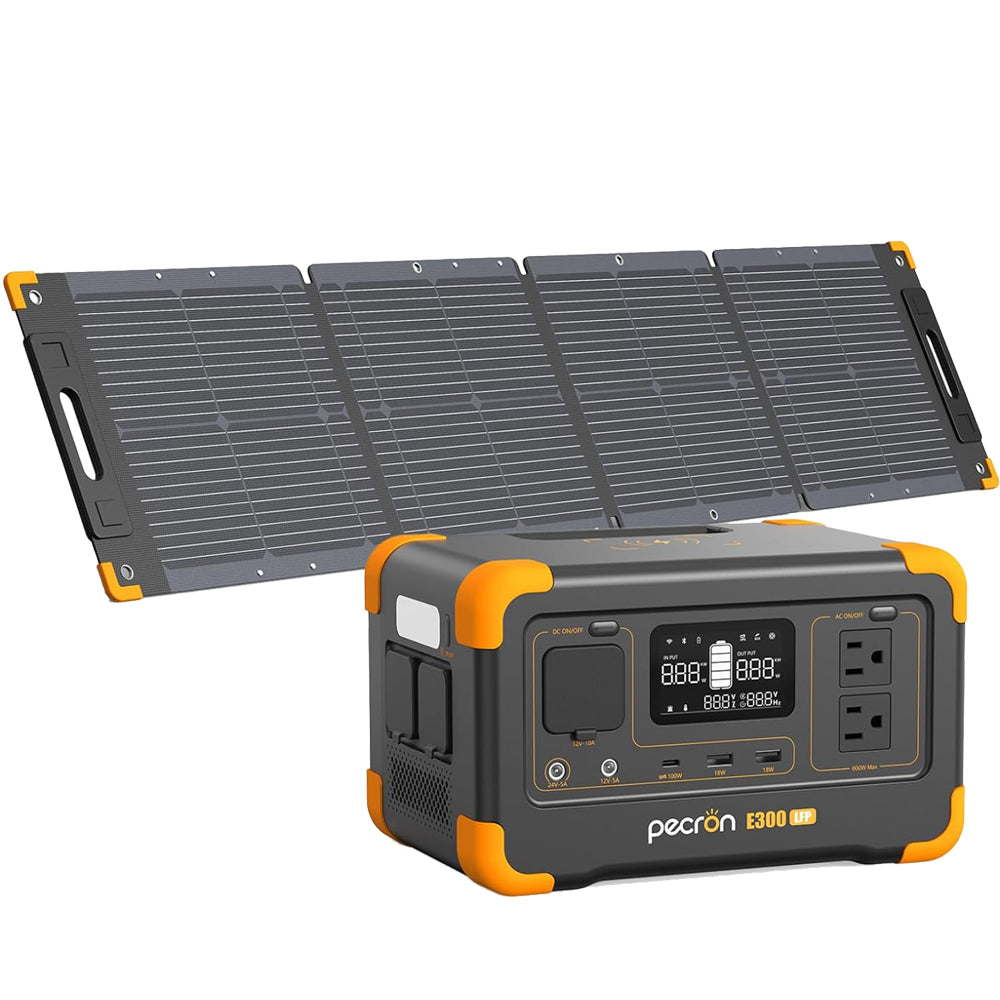 Pecron E300LFP portable power plant with 100 W portable solar panel (included) Pure sine wave 288 Wh 600 W camping solar generator