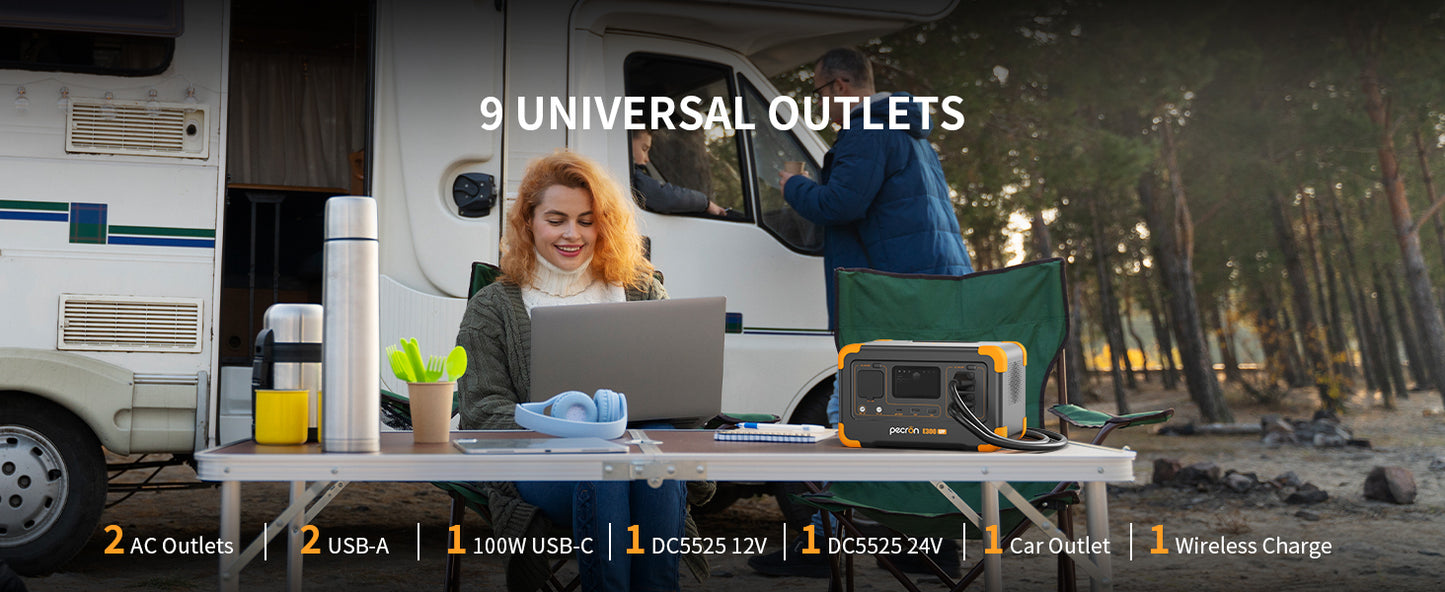 Pecron E300LFP Portable Power Station 600W 288Wh LiFePO4 Battery Solar Generator Power Bank Fast Charging for Home, RV, Camping