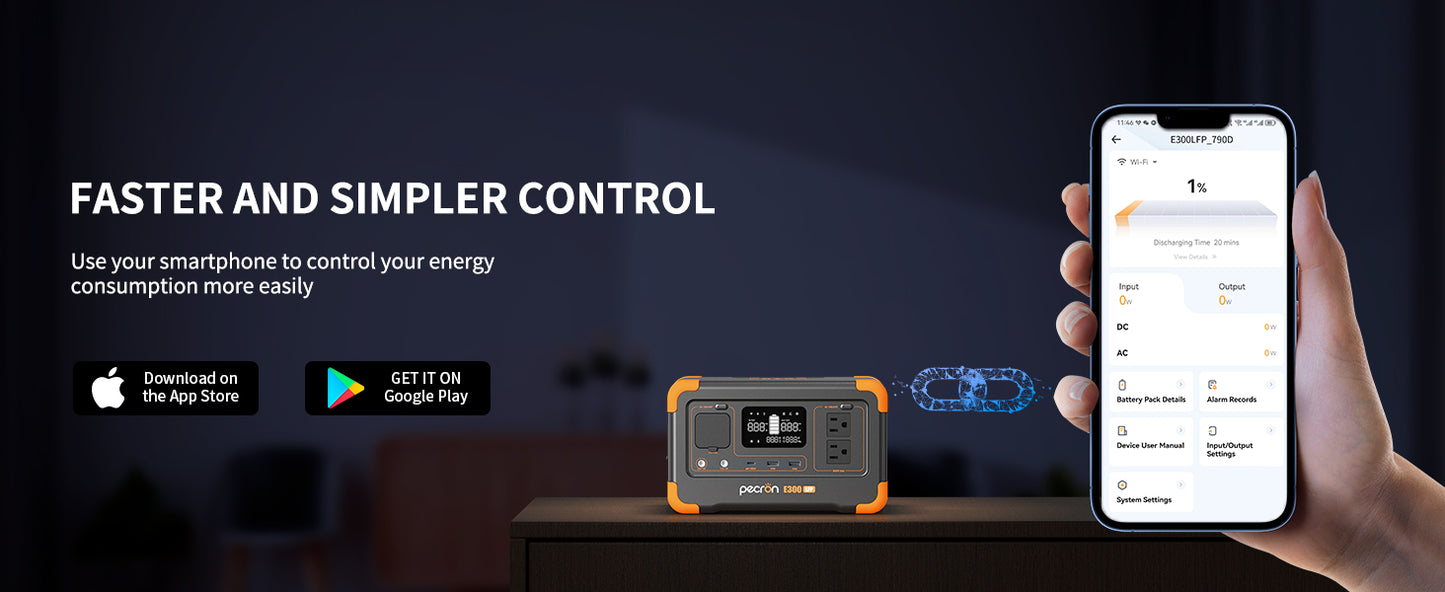 Pecron E300LFP portable power plant with 100 W portable solar panel (included) Pure sine wave 288 Wh 600 W camping solar generator